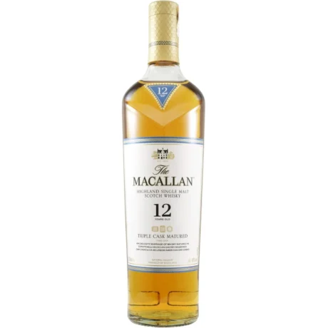 Bottle of The Macallan Triple Cask Matured 12 Years Old Single Malt Scotch Whisky, matured in three oak cask types, available for delivery in Amman, Jordan.