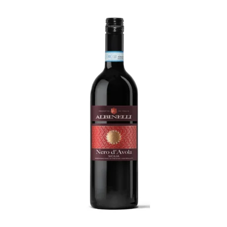 Albinelli Nero d'Avola DOC Sicilia, a rich ruby-red wine with notes of cherry and vanilla, available for delivery in Amman.