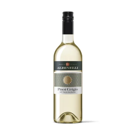 Albinelli Pinot Grigio IGT Provincia di Pavia, a bright straw-yellow Northern Italian white wine, available for delivery in Amman.