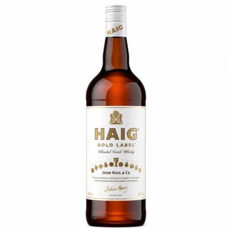 Haig Gold Label Blended Scotch Whisky, featuring its classic red and gold label, available for delivery in Amman.
