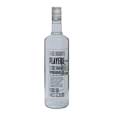 The classic bottle of Players Vodka Original, 40% alcohol, a popular local Jordanian spirit available for delivery in Amman.