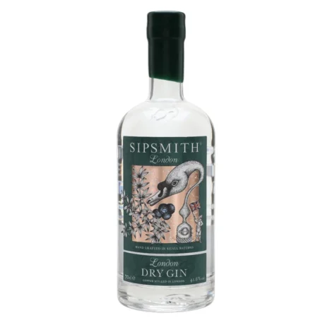 A bottle of Sipsmith London Dry Gin featuring its iconic swan-neck logo, available for delivery in Amman, Jordan.