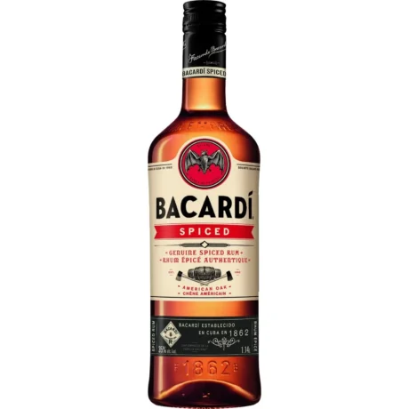 Bottle of BACARDÍ Spiced, a premium spiced spirit made with aged rum, available for delivery in Amman, Jordan.