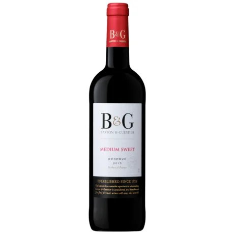 A bottle of B&G (Barton & Guestier) Réserve Medium Sweet Rouge, a 75cl semi-sweet French red wine from the Languedoc region, available for delivery in Amman, Jordan.