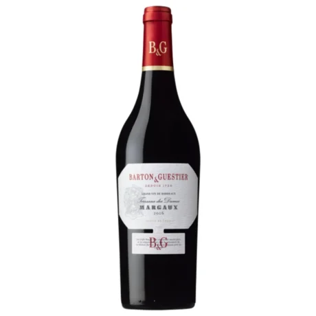 The elegant bottle of Barton & Guestier Margaux with its classic white and gold label, a 75cl premium French red wine available for delivery in Amman, Jordan.