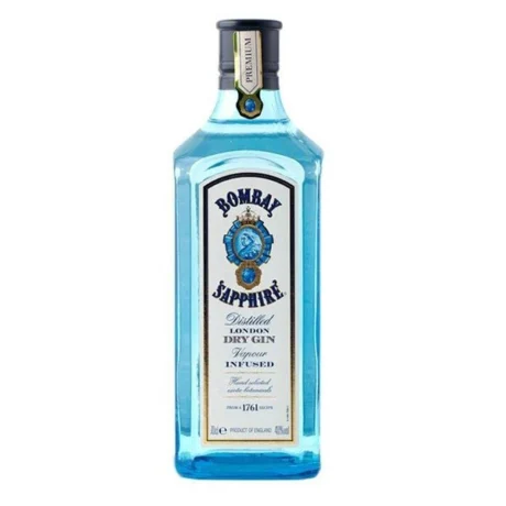 The iconic blue bottle of Bombay Sapphire Gin, the most popular premium gin in Jordan, available for delivery.