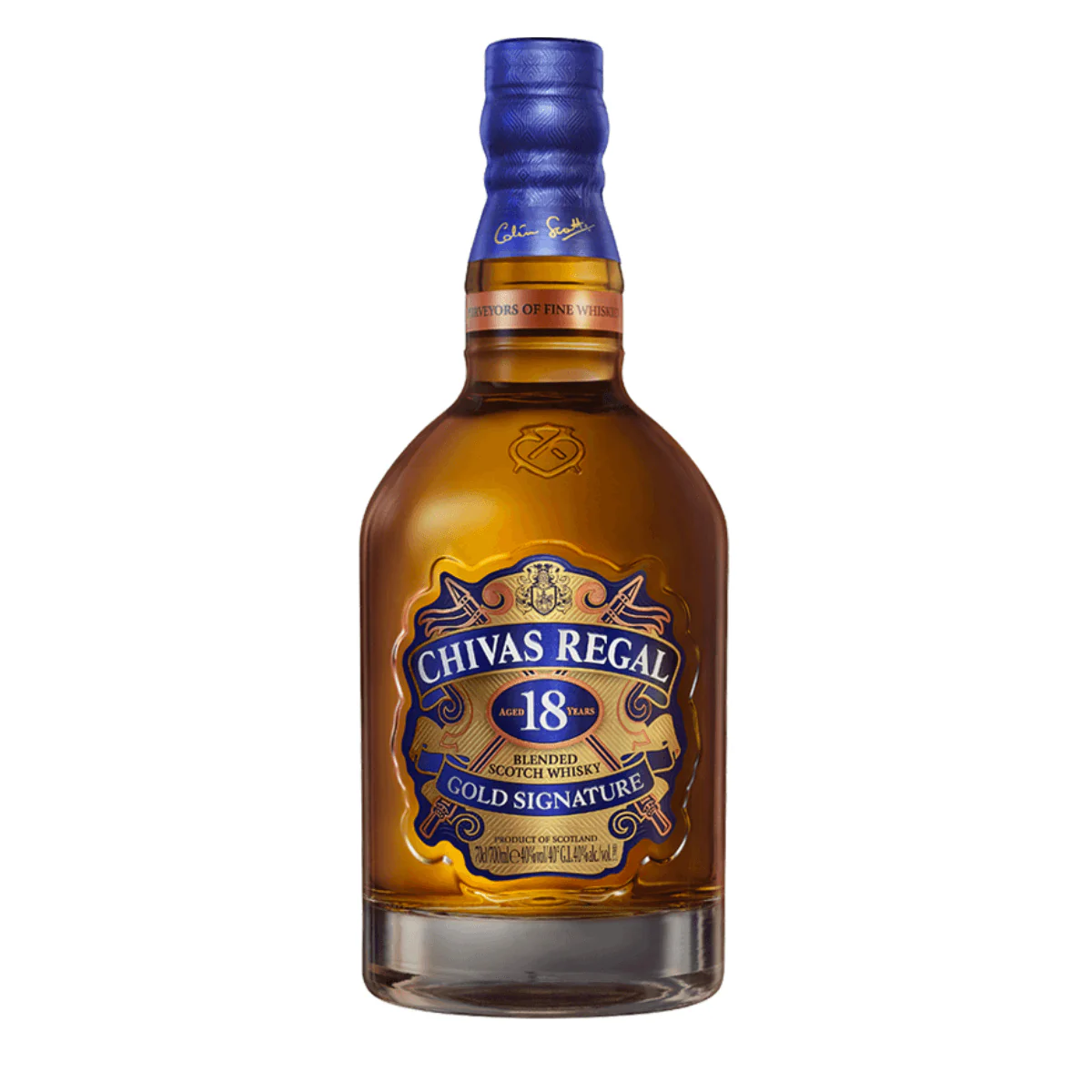 chivas-regal-18-whisky-free-delivery-premium-alcohol-amman-jordan-140327 - sip22 The iconic blue-labeled Chivas Regal 18 Year Old Gold Signature bottle, a premium blended Scotch whisky available for delivery in Amman, Jordan.