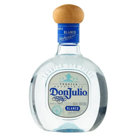 Don Julio Blanco Tequila, featuring its iconic short, clear bottle and blue seal, available for delivery in Amman.