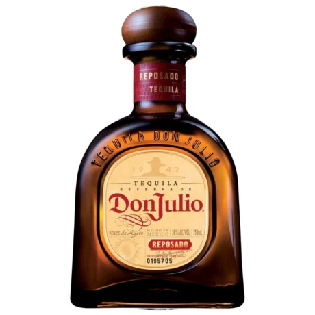 Don Julio Reposado Tequila, featuring its signature golden amber color and iconic squarish bottle, available for delivery in Amman.
