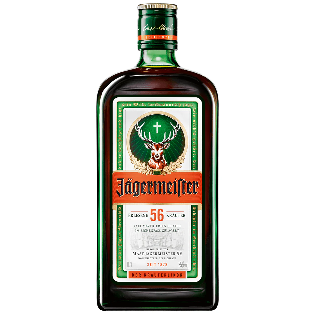 jagermeister-887505 - sip22 The classic green bottle of Jägermeister Herbal Liqueur featuring the stag and cross logo, an authentic German digestif available for delivery in Amman, Jordan.