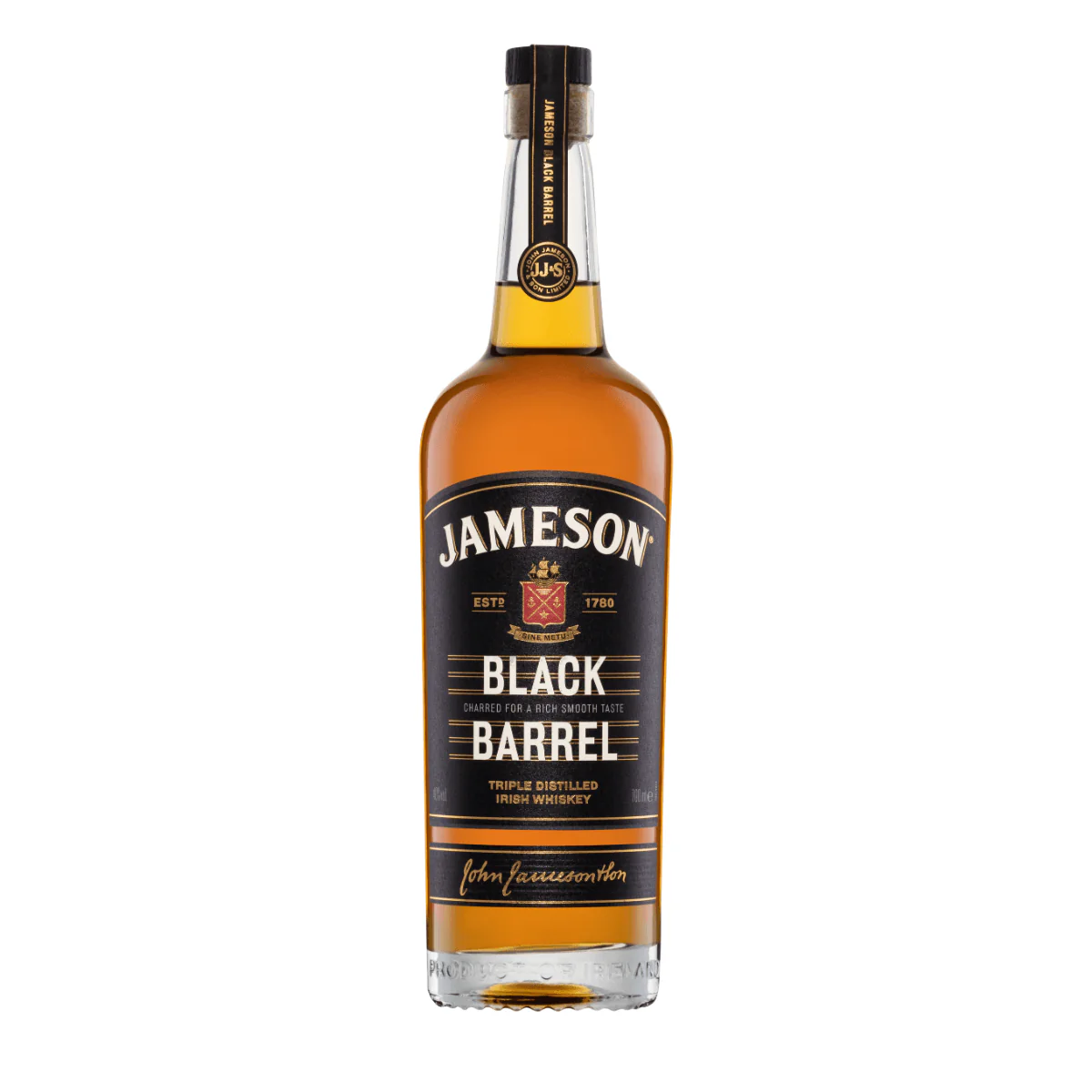 jameson-black-barrel-whisky-70cl-free-delivery-premium-alcohol-amman-jordan - sip22 The dark-labeled bottle of Jameson Black Barrel Irish Whiskey, featuring its signature double-charred barrel maturation, available for delivery in Amman, Jordan.