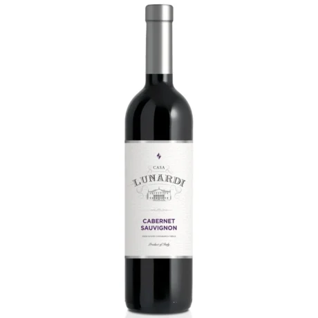 A bottle of Lunardi Cabernet Sauvignon, a 75cl structured Italian red wine from the Delle Venezie IGT region, featuring forest fruit and balsamic notes, available for delivery in Amman.