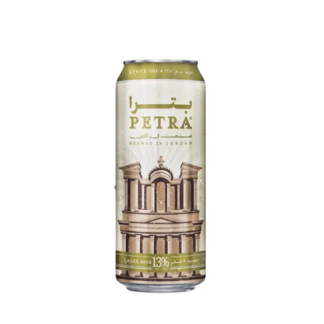 Petra 13% extra strong beer 50cl can, brewed in Jordan, available for delivery in Amman.