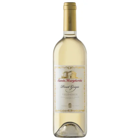 Santa Margherita Pinot Grigio Valdadige DOC, featuring its iconic label and straw-yellow Italian white wine, available for delivery in Amman.